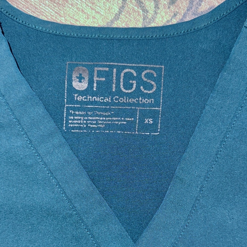 Figs Deep Teal V-Neck Scrub Top - Picture 3 of 5
